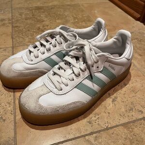 adidas Samba White and Green Sneakers